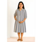 Mist blue Cotton Stripe Customised Maternity Wear.