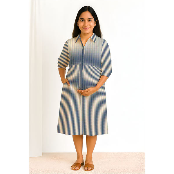 Blue Striped  Cotton Customised Maternity wear Collection