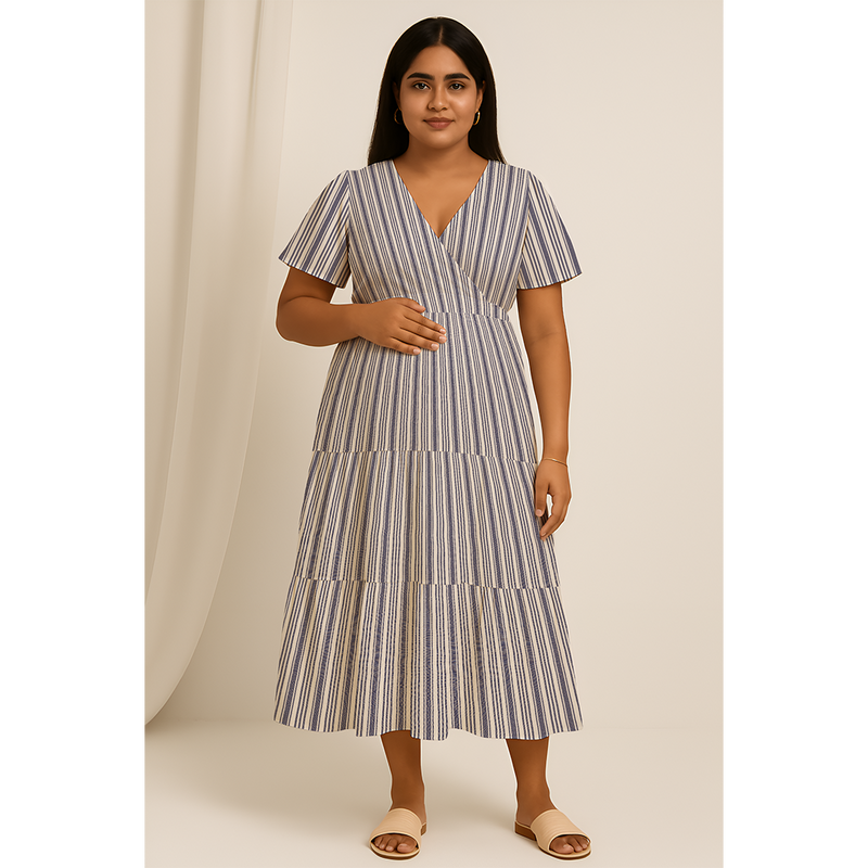 Indigo Breeze Stripe Cotton Customised  Maternity Wear Collection