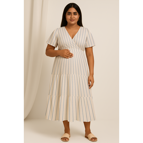 Blue Stripe Cotton Customised Maternity Wear