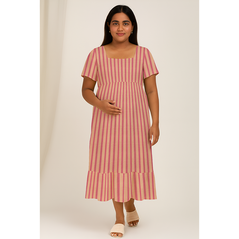Rosewood Stripe Cotton Customised Maternity Wear
