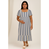 Mist blue Cotton Stripe Customised Maternity Wear.