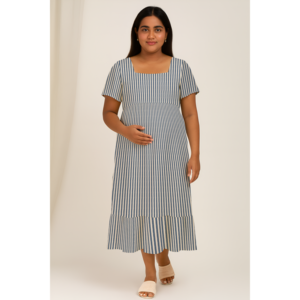 Blue Striped  Cotton Customised Maternity wear Collection