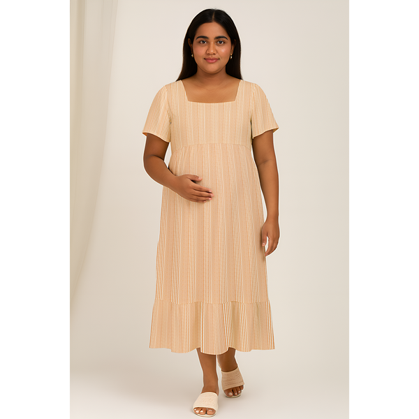 Peach Meadow Stripes Cotton Customised Maternity Wear.