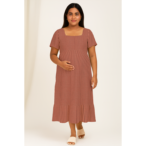 Terracotta Stripe Cotton Customised Maternity Wear Collection