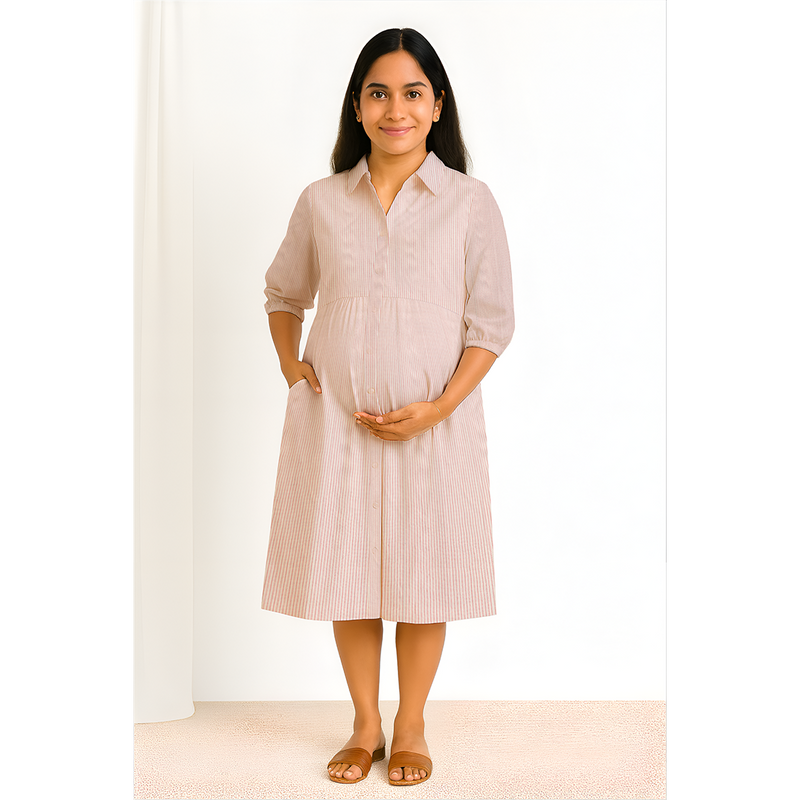 Rosé Stripe Cotton Customised Maternity Wear.
