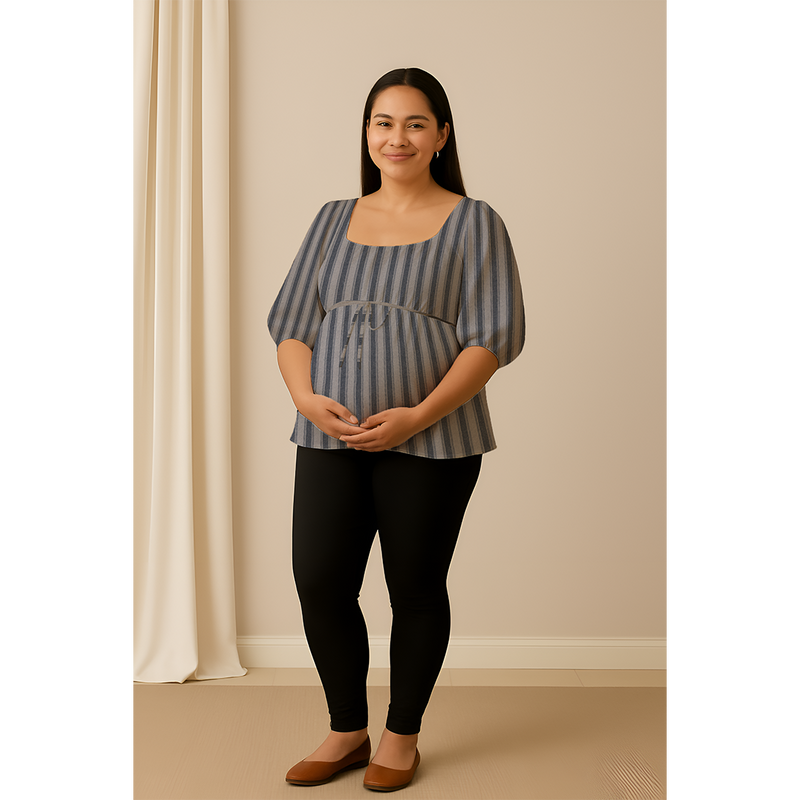 Muted Blue-Grey Stripes Customised Maternity Collection