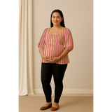 Rosewood Stripe Cotton Customised Maternity Wear