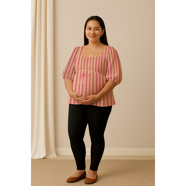 Rosewood Stripe Cotton Customised Maternity Wear