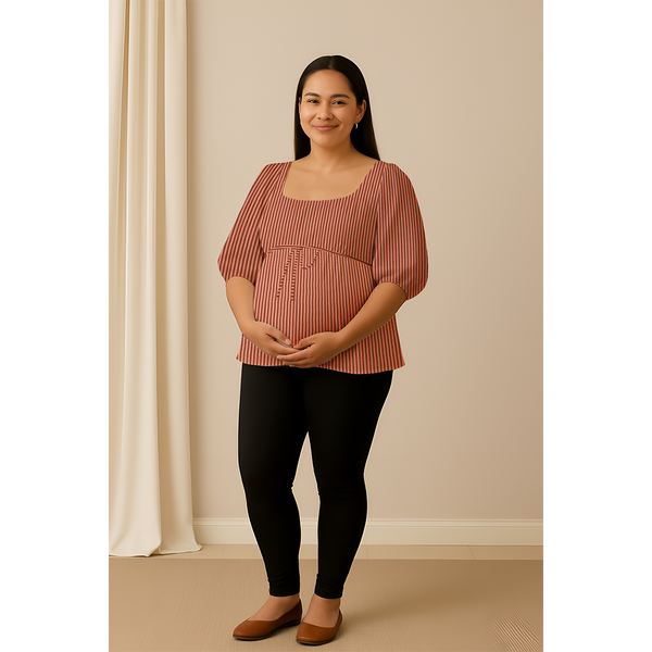 Terracotta Stripe Cotton Customised Maternity Wear Collection