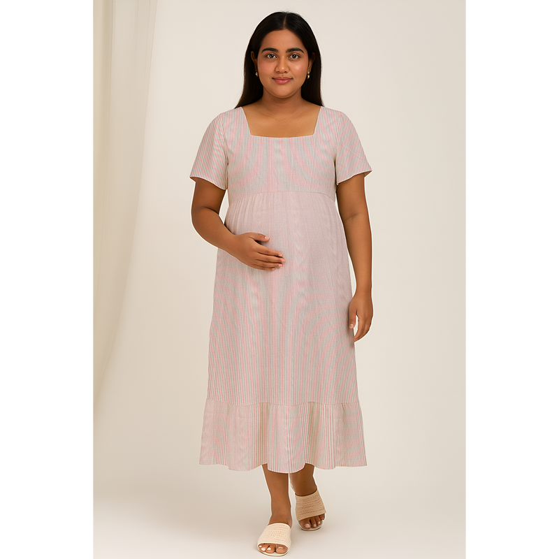 Rosé Stripe Cotton Customised Maternity Wear.