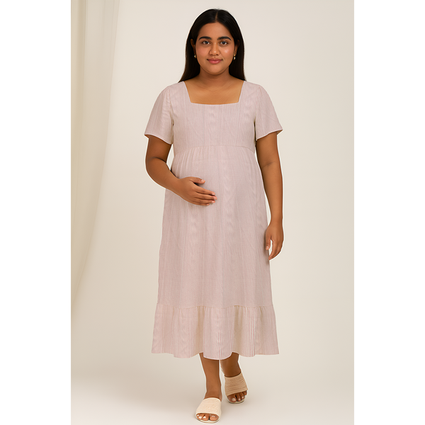 Rosé Stripe Cotton Customised Maternity Wear.