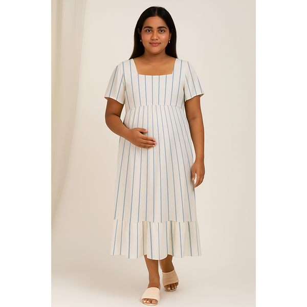 Blue Stripe Cotton Customised Maternity Wear