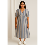 Mist blue Cotton Stripe Customised Maternity Wear.
