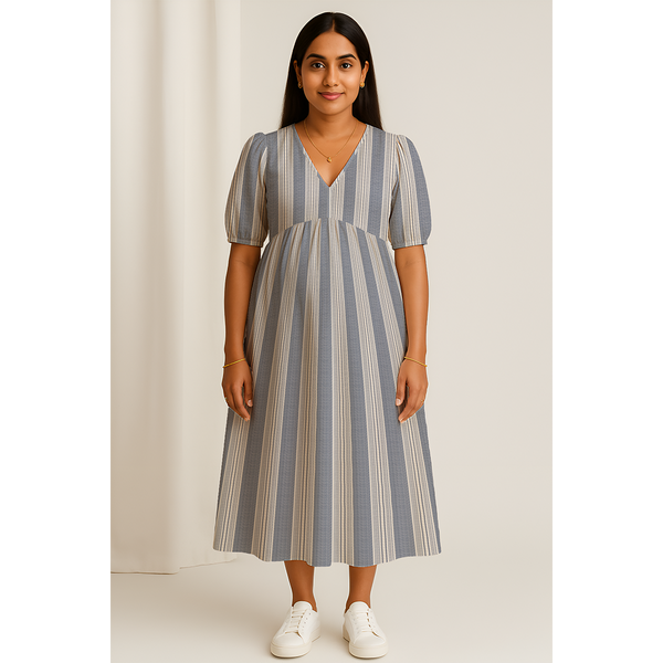 Mist blue Cotton Stripe Customised Maternity Wear.