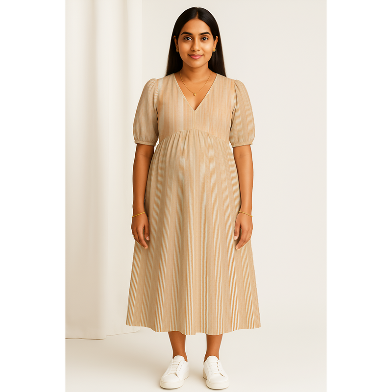 Peach Meadow Stripes Cotton Customised Maternity Wear.