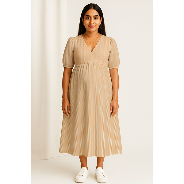 Peach Meadow Stripes Cotton Customised Maternity Wear.
