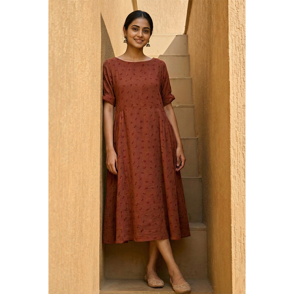 Earthy Charm Cotton Midi Dress