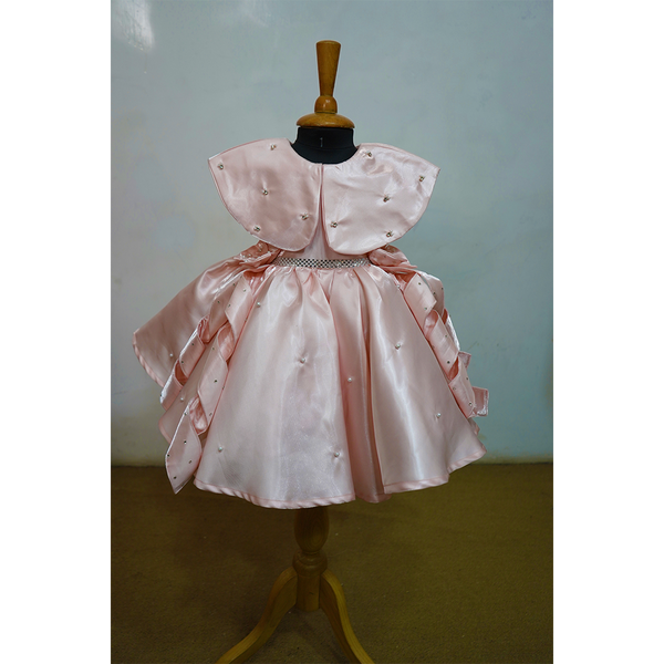 Blush Pink Pearl Party Frock for Baby Girls