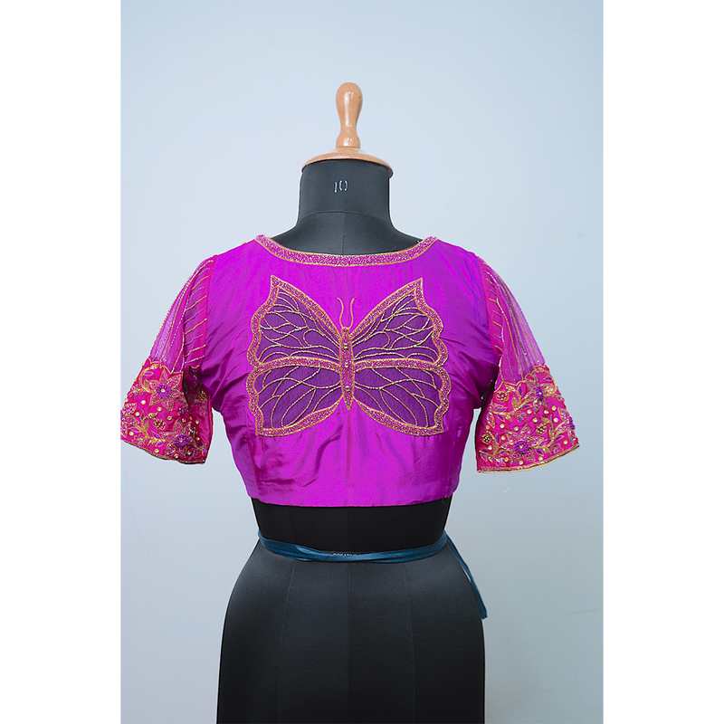 "Elegant Butterfly Embroidered Handwork Blouse"
