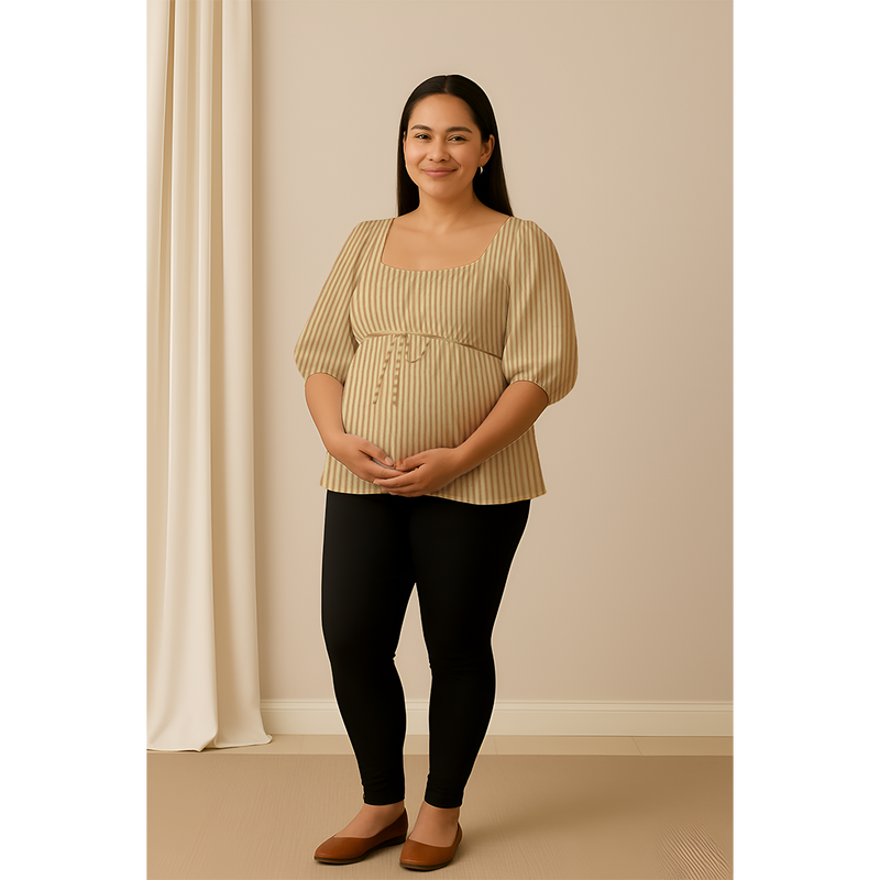 Mocha Stripe Cotton Customised Maternity Collection