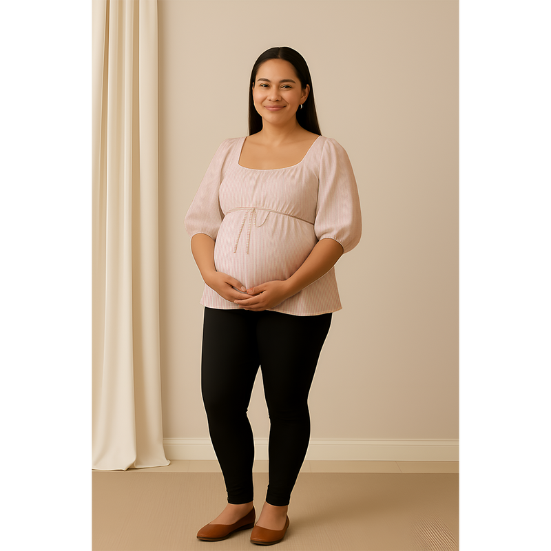 Rosé Stripe Cotton Customised Maternity Wear.