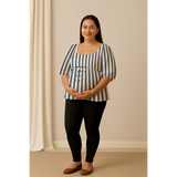 Black Vertical Stripe Cotton  Customised Maternity Wear.