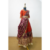 Royal Banarasi Kids Sibling Set – Red & Purple Lehenga Saree Dress for Girl + Purple Kurta Dhoti Set for Boy