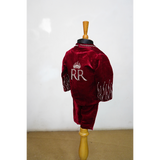 Maroon Father–Son Matching Festive Outfit  Premium Satin Shirt & Velvet Kids Suit Set