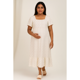 Cream Ikat Soft Cotton Customised Maternity Wear.