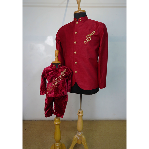 Crimson Melody Father ,Son Matching Ethnic Jacket Set