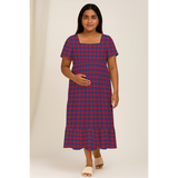 Ruby Indigo Checks Customised Maternity Wear.