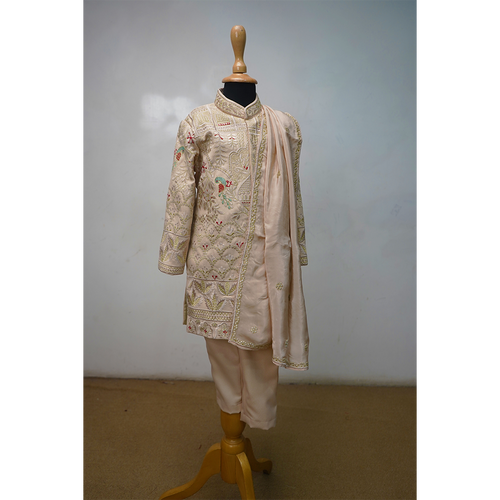 Ivory Hand-Embroidered Sherwani Set for Boys | Kids Ethnic Wear