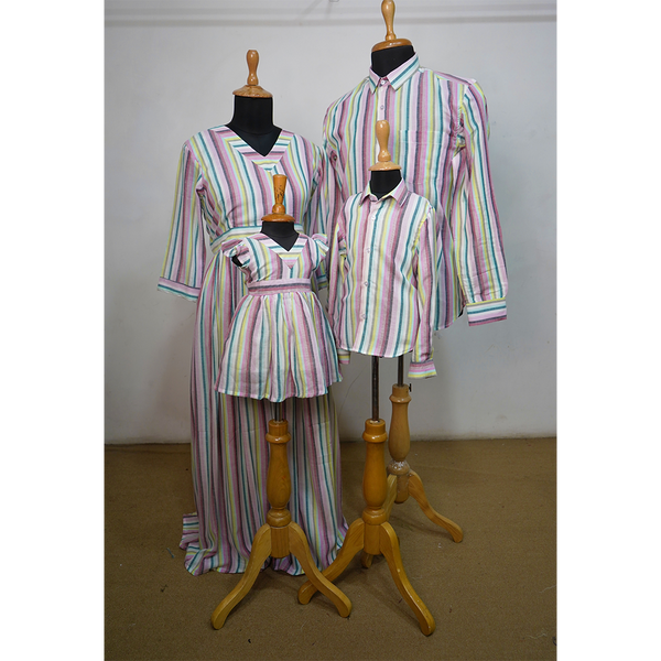 Pastel Stripe Family Matching Outfits