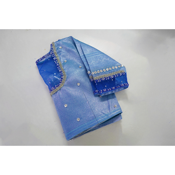 Sky Blue Silk Saree with Silver Border  Festive Sarees