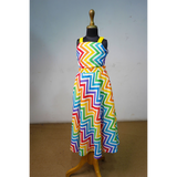Rainbow Zig-Zag Dress With Yellow Cape | Girls Colourful Party Outfit