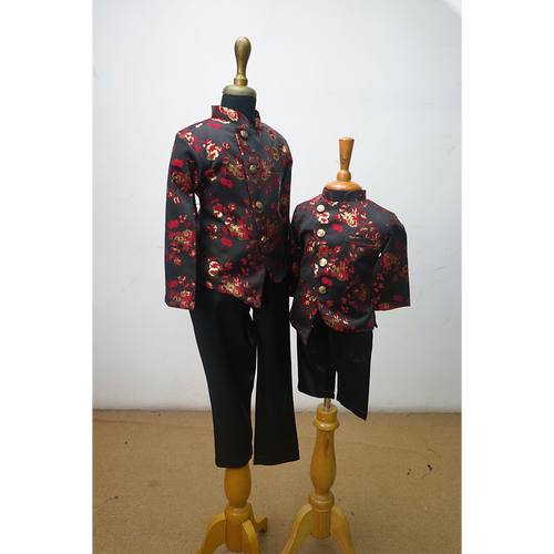 Designer Black Brocade Sibling Outfit – Perfect for Weddings