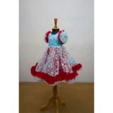 Red & Aqua Family Matching Outfit Set | Mom Dad Daughter Party Wear Collection