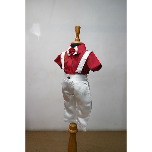 Crimson & Ivory Suspenders Outfit for Boys  Anveshana Clothing