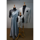 Silver & Black Premium Family Combo  Party & Reception Wear  Anveshana Clothing