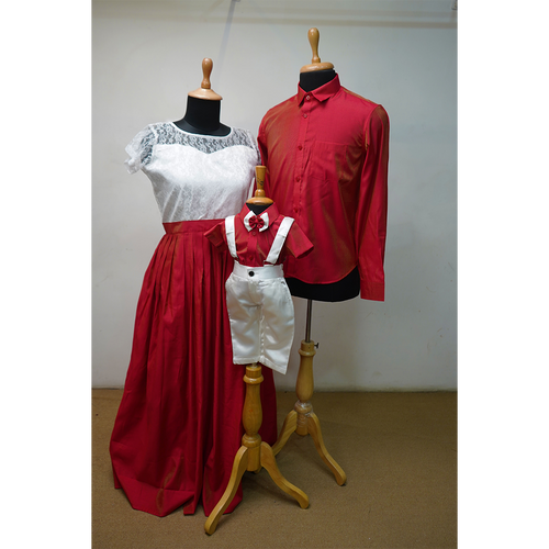 Red & White Family Matching Festive Wear  Anveshana Clothing