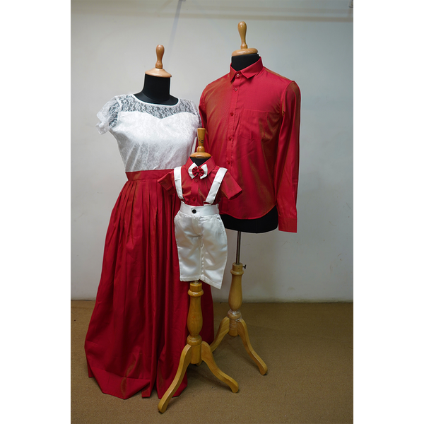 Red & White Family Matching Festive Wear  Anveshana Clothing