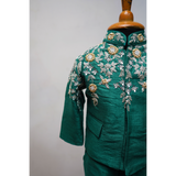Emerald Green Embroidered Kids Sherwani Set  Premium Festive Wear for Boys