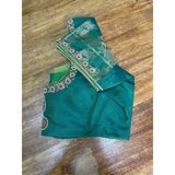 Emerald Green Silk Embroidered Blouse  Zari Sleeve Traditional Saree Blouse