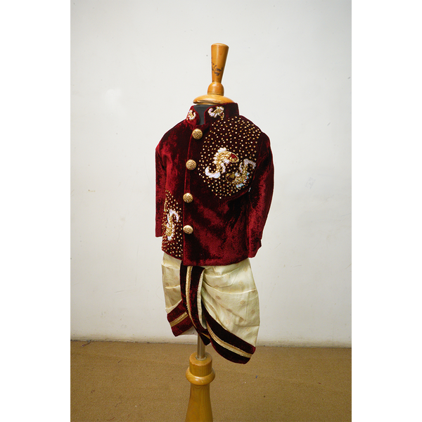 Royal Maroon Family Matching Velvet Ethnic Outfit Set | Kids & Adults | Festive & Wedding Wear