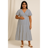 Blue Mist Stripe Cotton Customised Maternity Wear.