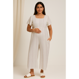 Ivory Mist Pinstripe Cotton Customised Maternity Wear.