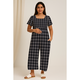 Charcoal Check Cotton  Customised Maternity Wear.