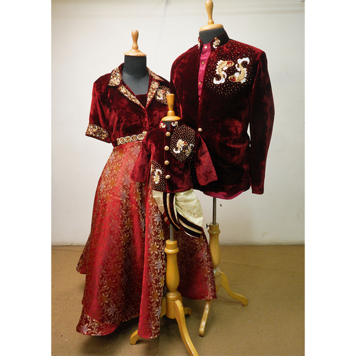 Royal Maroon Family Matching Velvet Ethnic Outfit Set | Kids & Adults | Festive & Wedding Wear