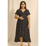 Charcoal Check Cotton  Customised Maternity Wear.